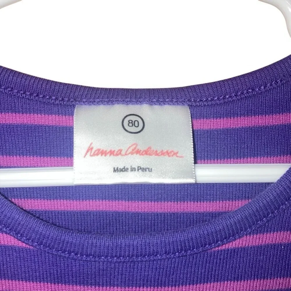 Hanna Andersson 100% cotton Long Sleeve Purple & Pink Top Size 18-24m #752